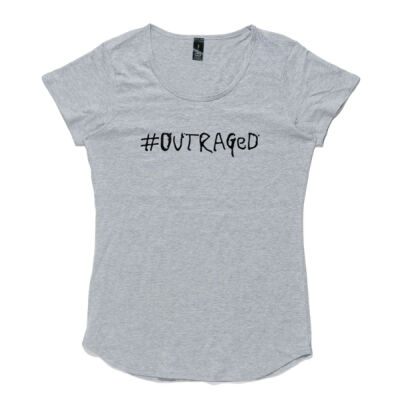 #outraged (skank font) Women's fitted Tee Thumbnail